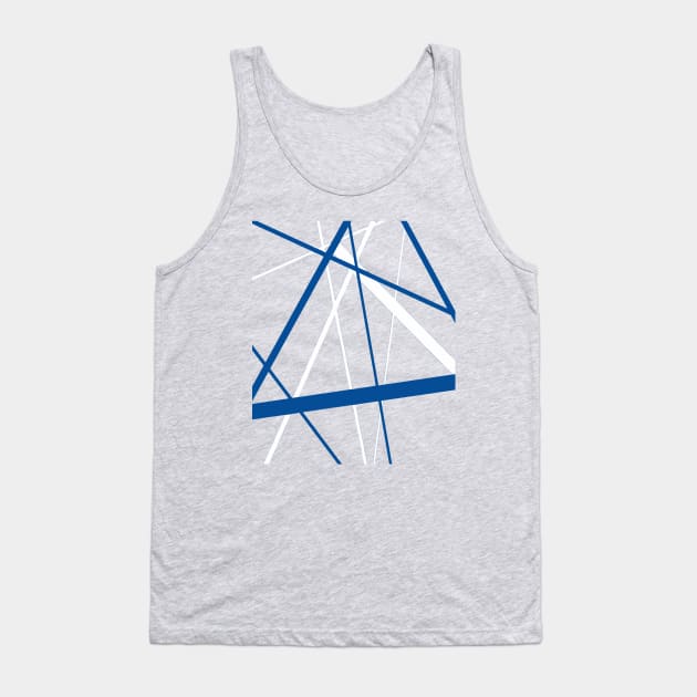 Criss Cross Blue and White Lines On Black Tank Top by taiche